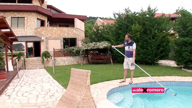 Cheerful Abbie Cat and Ian Scott at eye contact scene