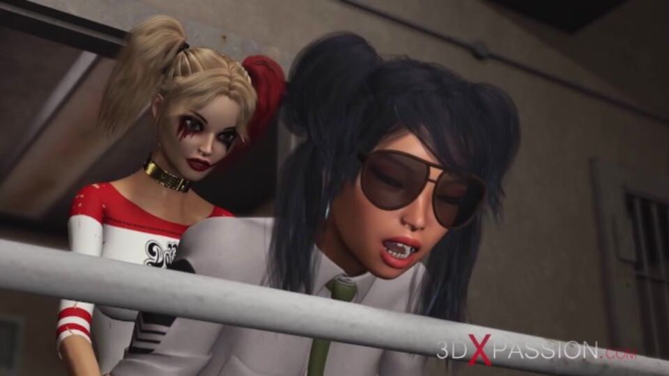 Crazy Harley Quinn at cartoon porn