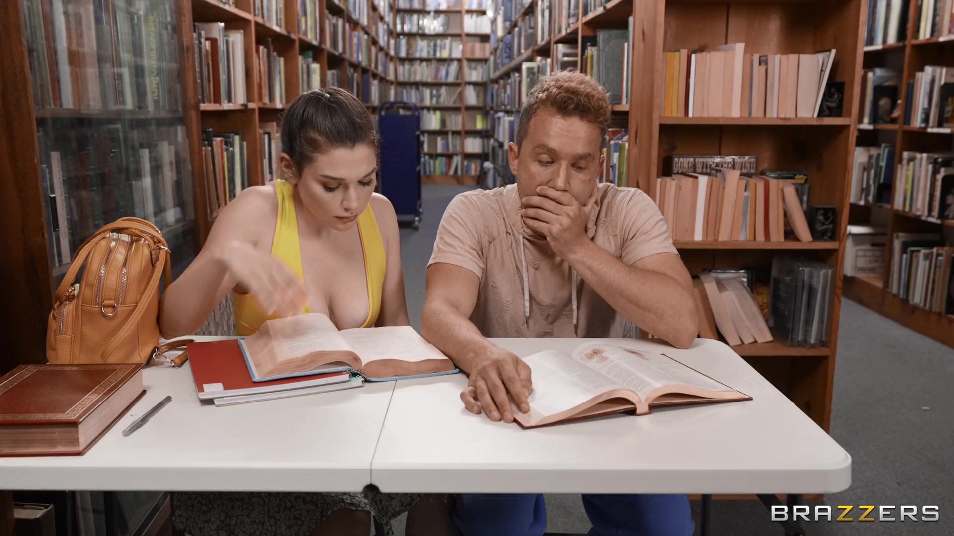 Porn video in library